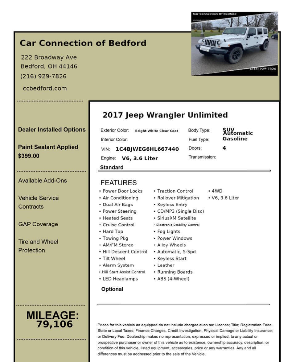 2017 Jeep Wrangler Unlimited Smoky Mountain 4x4 4dr SUV