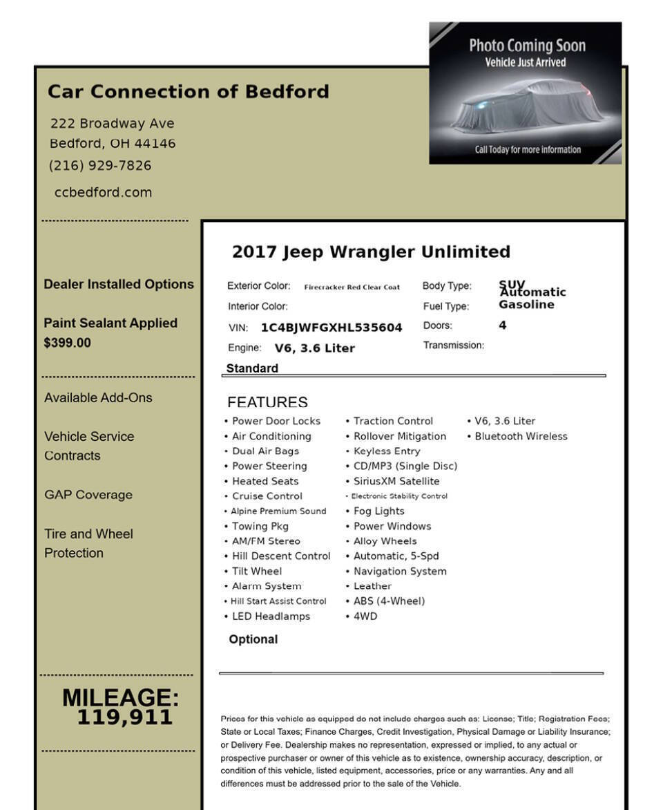 2017 Jeep Wrangler Unlimited Rubicon Hard Rock 4x4 4dr SUV