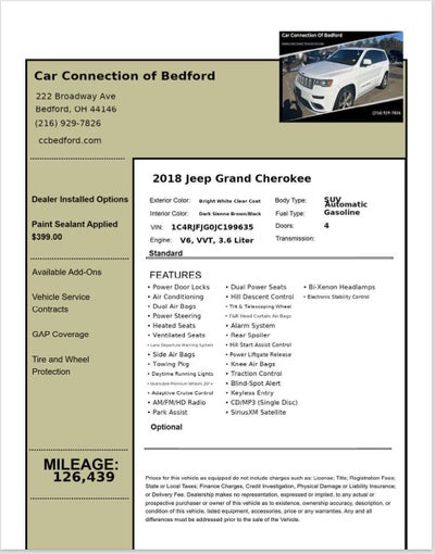 2018 Jeep Grand Cherokee Summit 4x4 4dr SUV