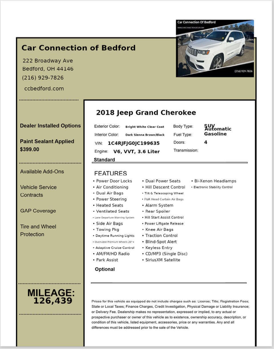 2018 Jeep Grand Cherokee Summit 4x4 4dr SUV