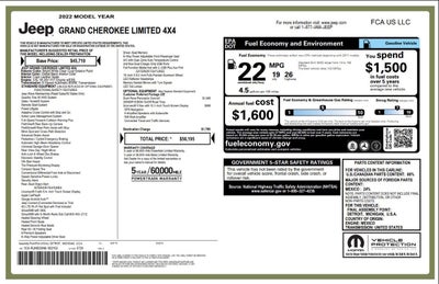 2022 Jeep Grand Cherokee Limited 4x4 4dr SUV (midyear release)