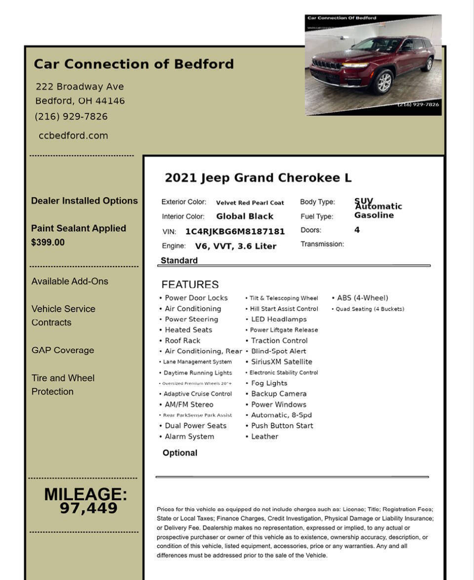 2021 Jeep Grand Cherokee L Limited 4x4 4dr SUV