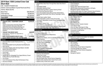 2019 RAM 1500 Limited 4x4 4dr Crew Cab 5.6 ft. SB Pickup
