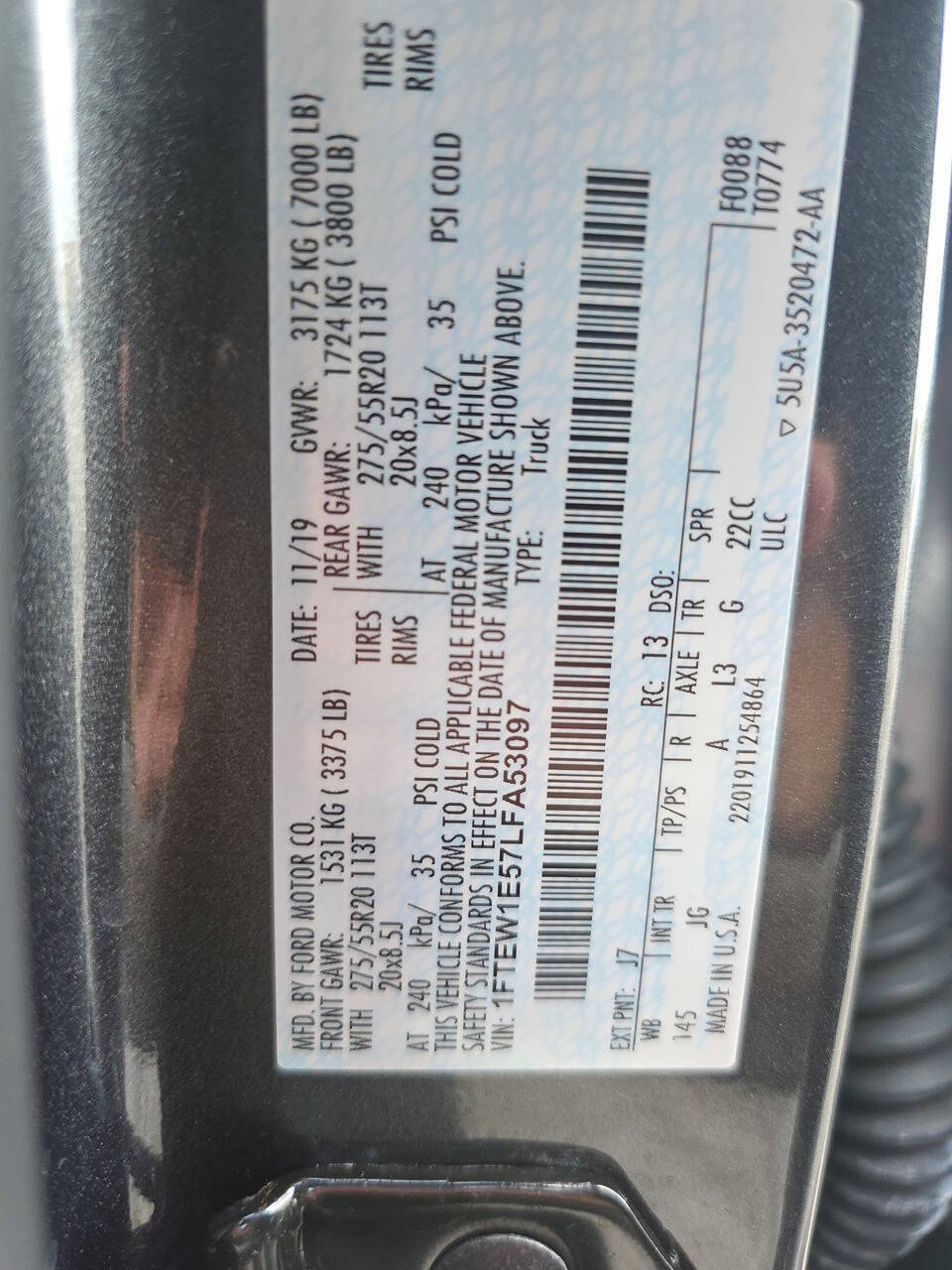 2020 Ford F-150 XL 4x4 4dr SuperCrew 5.5 ft. SB