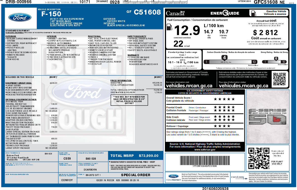 2016 Ford F-150 Lariat 4x4 4dr SuperCrew 5.5 ft. SB
