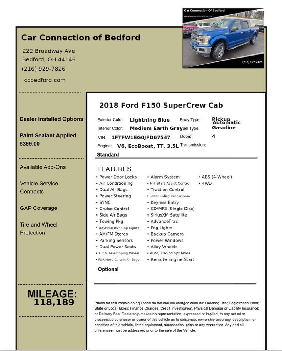 2018 Ford F-150 XLT 4x4 4dr SuperCrew 6.5 ft. SB