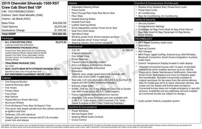 2019 Chevrolet Silverado 1500 RST 4x4 4dr Crew Cab 5.8 ft. SB