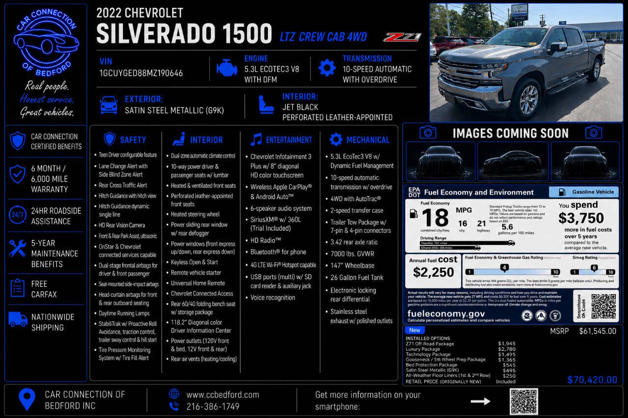 2021 Chevrolet Silverado 1500 LTZ 4x4 4dr Crew Cab 5.8 ft. SB