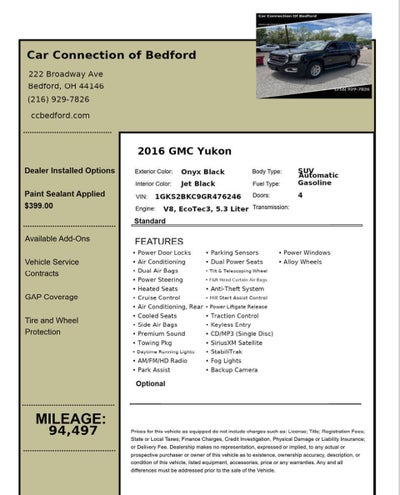 2016 GMC Yukon SLT 4x4 4dr SUV
