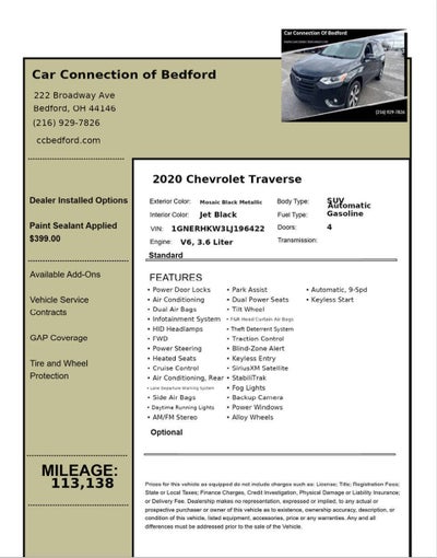 2020 Chevrolet Traverse LT Leather 4dr SUV