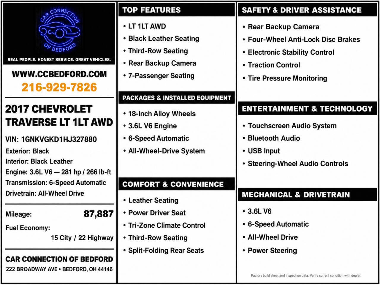 2017 Chevrolet Traverse LT AWD 4dr SUV w/1LT