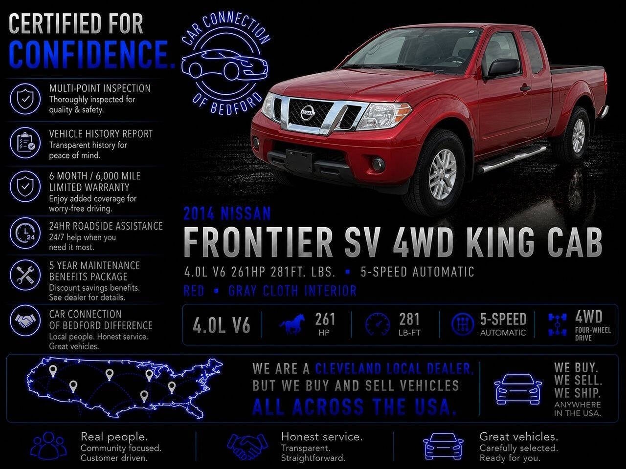 2014 Nissan Frontier SV V6 4x4 4dr King Cab 6.1 ft. SB Pickup 5A