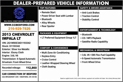 2013 Chevrolet Impala LT 4dr Sedan