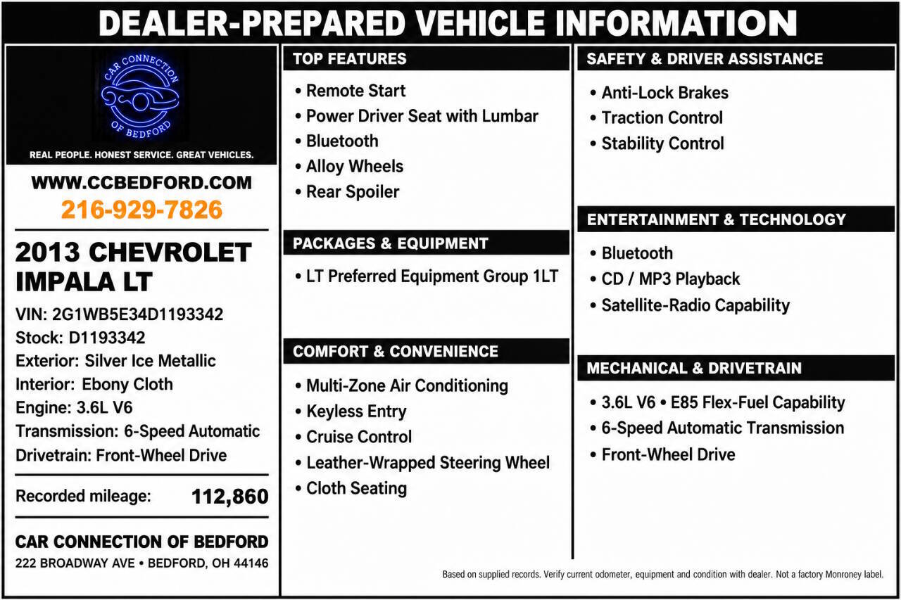2013 Chevrolet Impala LT 4dr Sedan