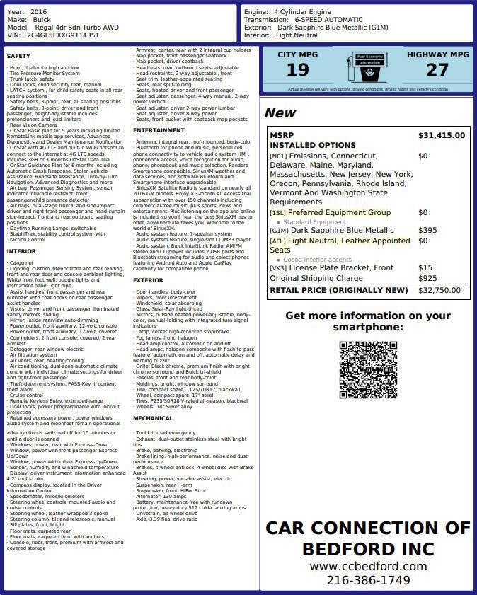 2016 Buick Regal Base AWD 4dr Sedan