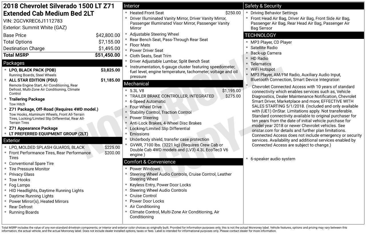 2018 Chevrolet Silverado 1500 LT Z71 4x4 4dr Double Cab 6.5 ft. SB