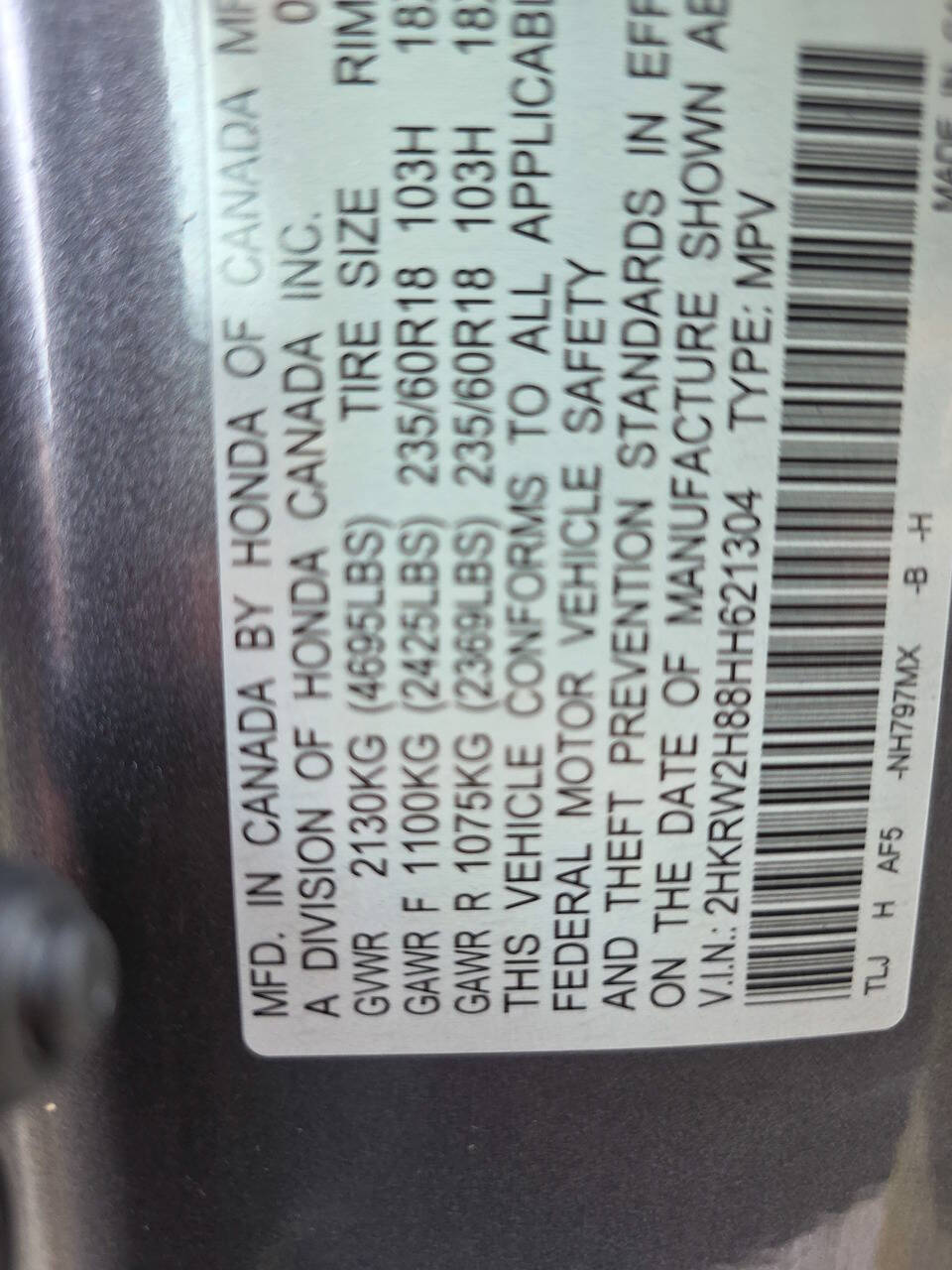 2017 Honda CR-V EX L AWD 4dr SUV