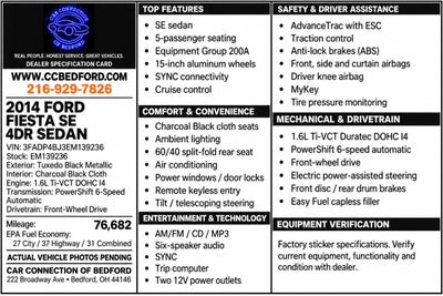 2014 Ford Fiesta SE 4dr Sedan