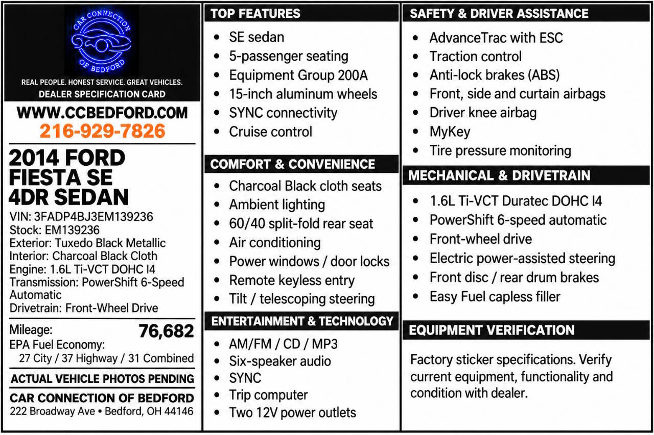 2014 Ford Fiesta SE 4dr Sedan