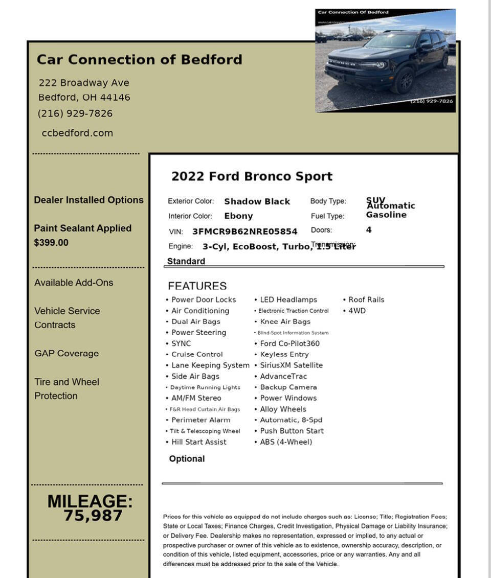 2022 Ford Bronco Sport Big Bend AWD 4dr SUV