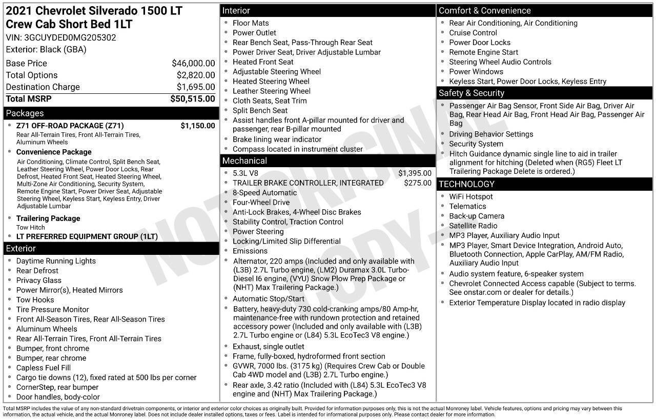 2021 Chevrolet Silverado 1500 LT 4x4 4dr Crew Cab 5.8 ft. SB w/1LT