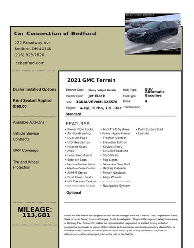 2021 GMC Terrain SLT 4x4 4dr SUV