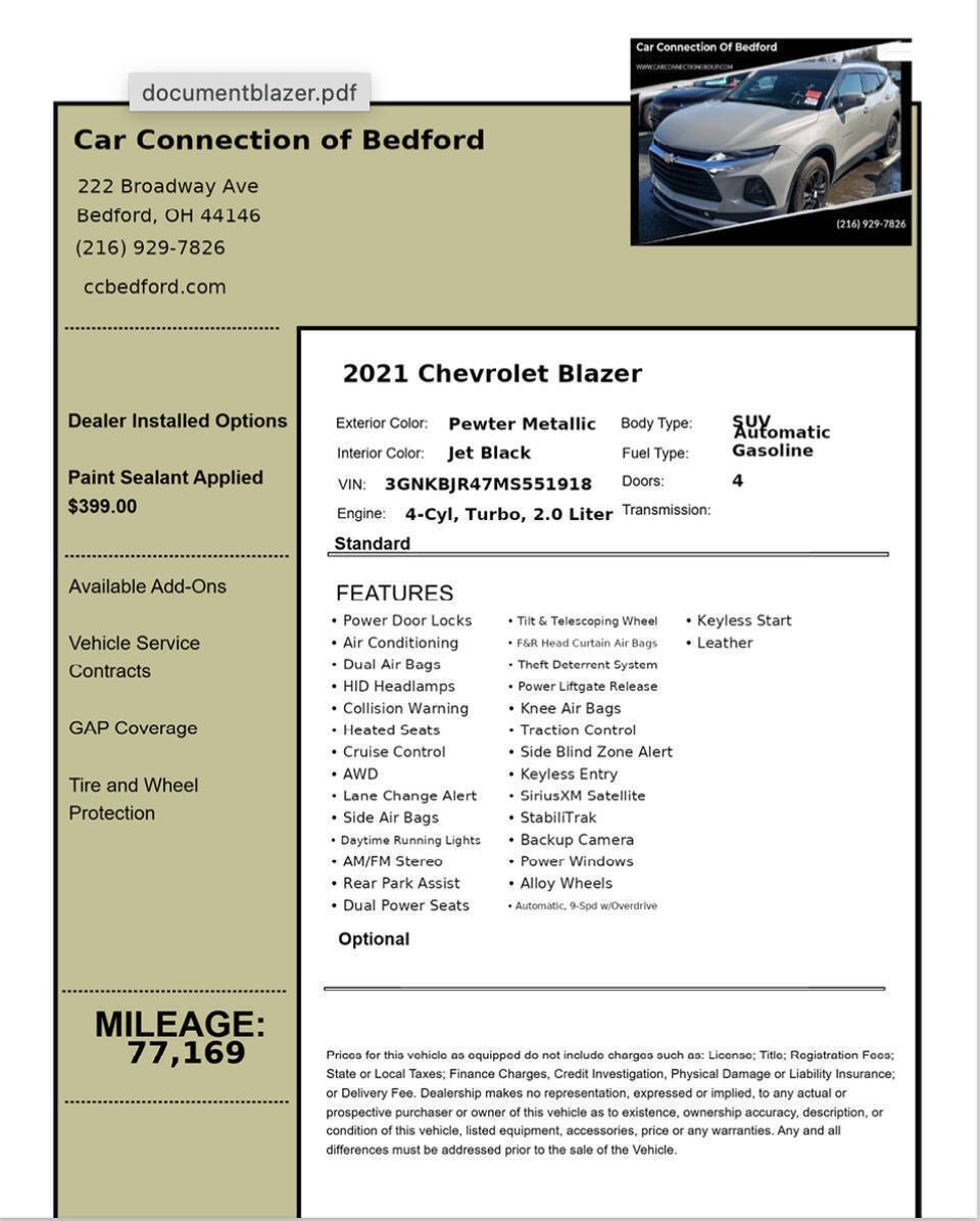 2021 Chevrolet Blazer LT AWD 4dr SUV w/3LT