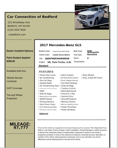 2017 Mercedes-Benz GLS GLS 450 AWD 4MATIC® 4dr SUV