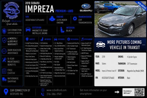 2018 Subaru Impreza Premium AWD 2.0i 4dr Wagon