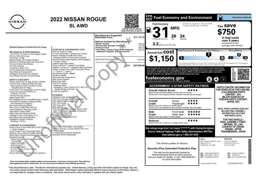 2022 Nissan Rogue SL AWD 4dr Crossover