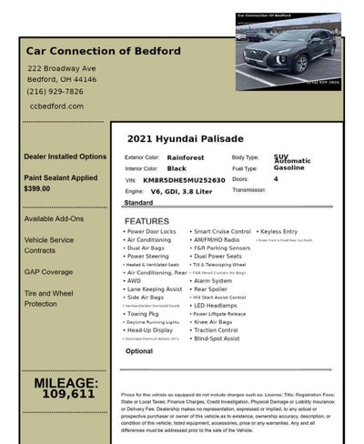 2021 Hyundai Palisade Limited AWD 4dr SUV