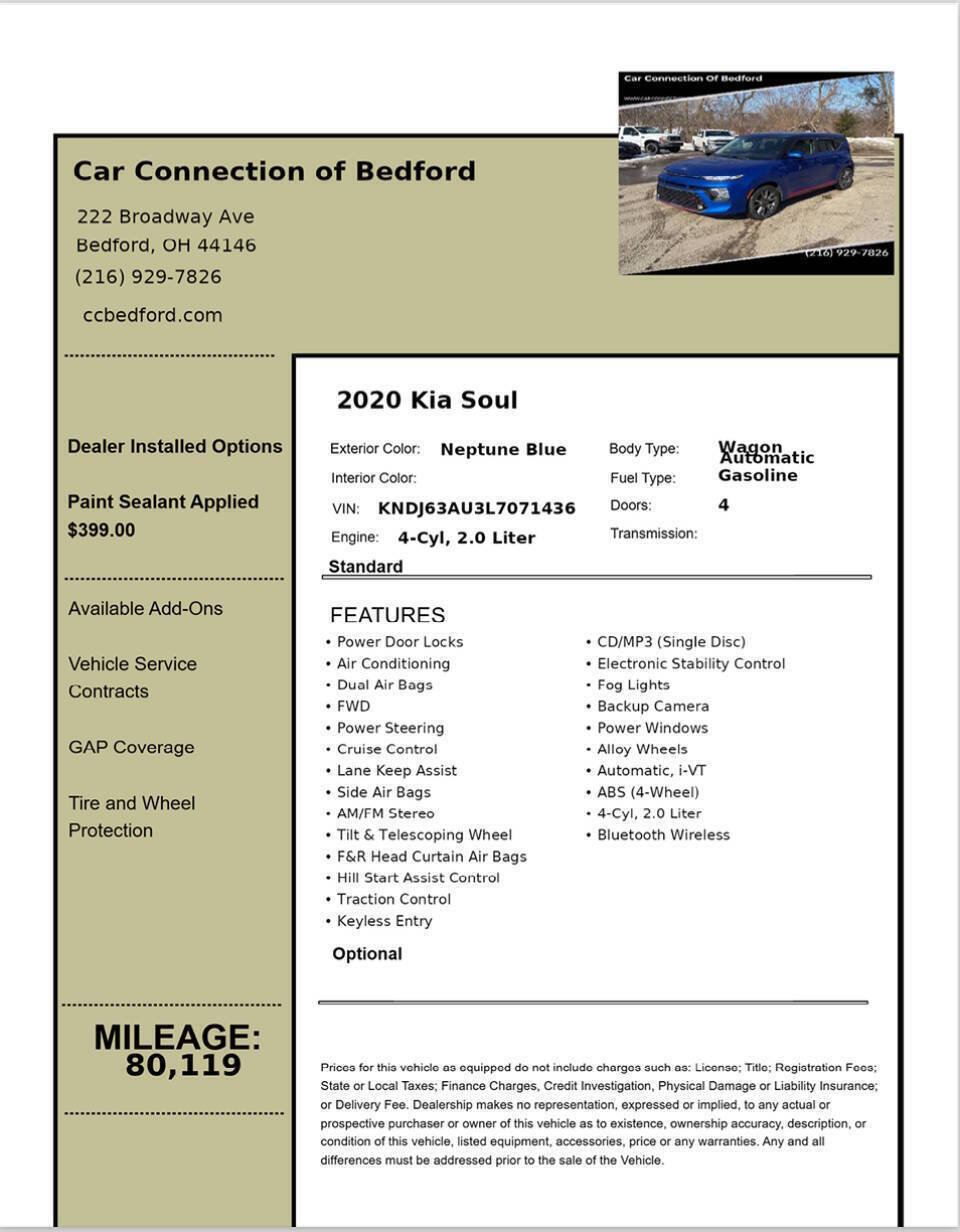 2020 Kia Soul GT Line 4dr Crossover (2.0L I4)