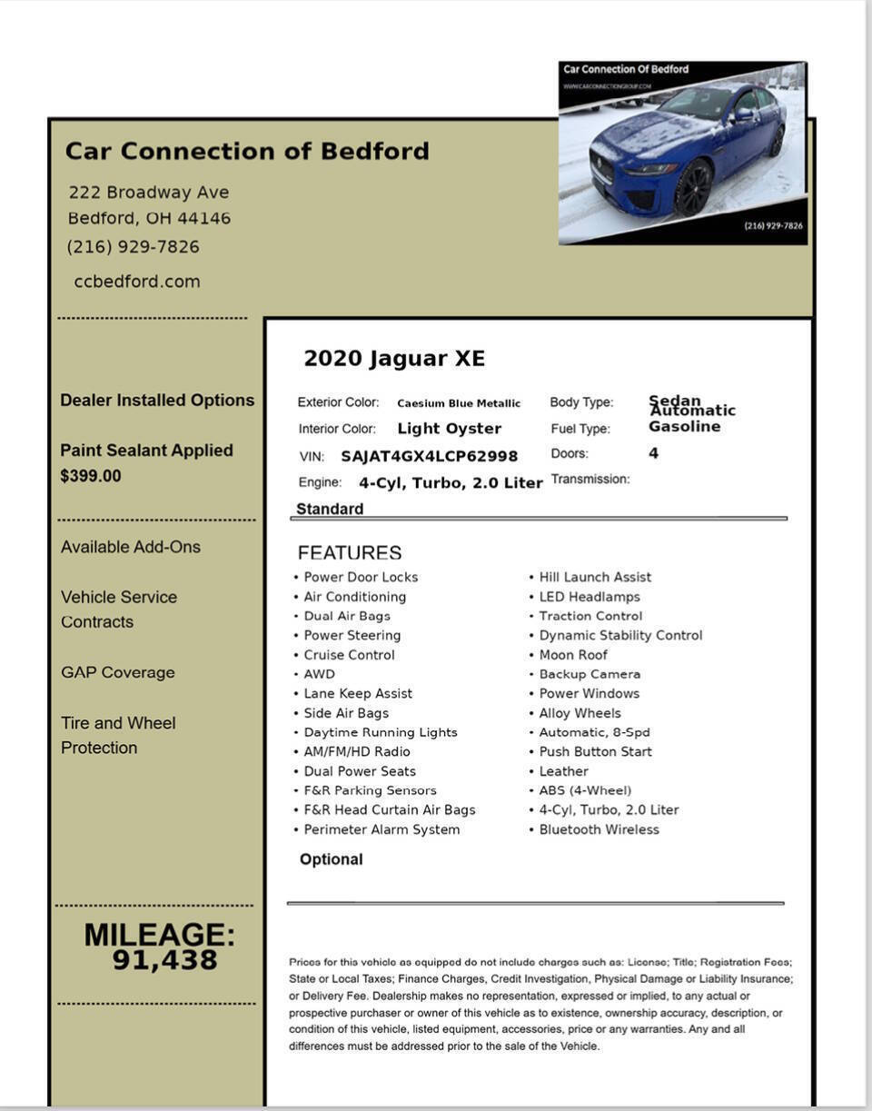 2020 Jaguar XE P300 R Dynamic S AWD 4dr Sedan