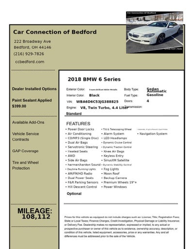 2018 BMW 6 Series 650i xDrive Gran Coupe AWD 4dr Sedan