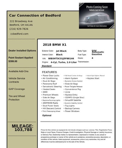 2018 BMW X1 xDrive28i AWD 4dr SUV