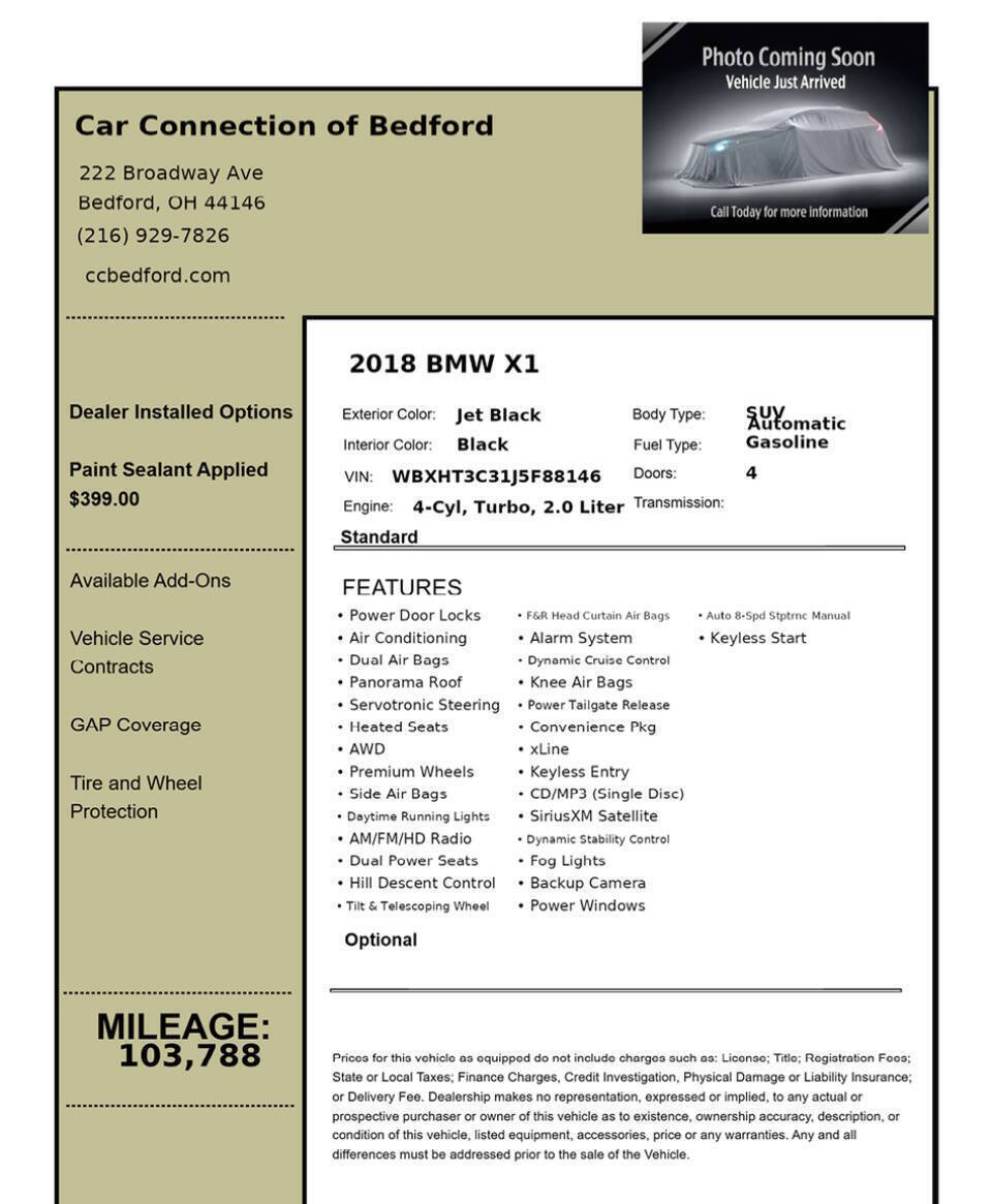 2018 BMW X1 xDrive28i AWD 4dr SUV