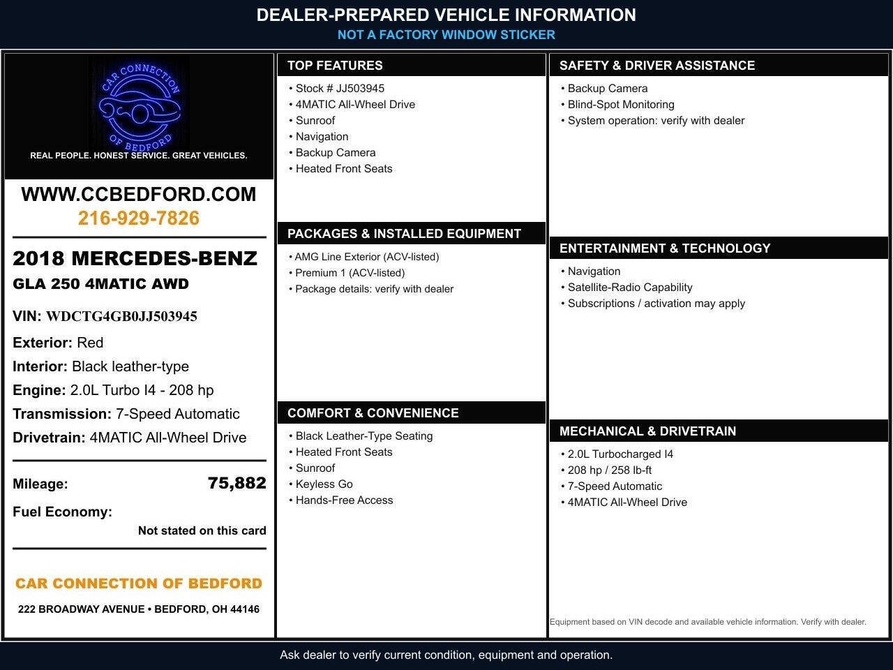 2018 Mercedes-Benz GLA GLA 250 4MATIC® AWD 4dr SUV