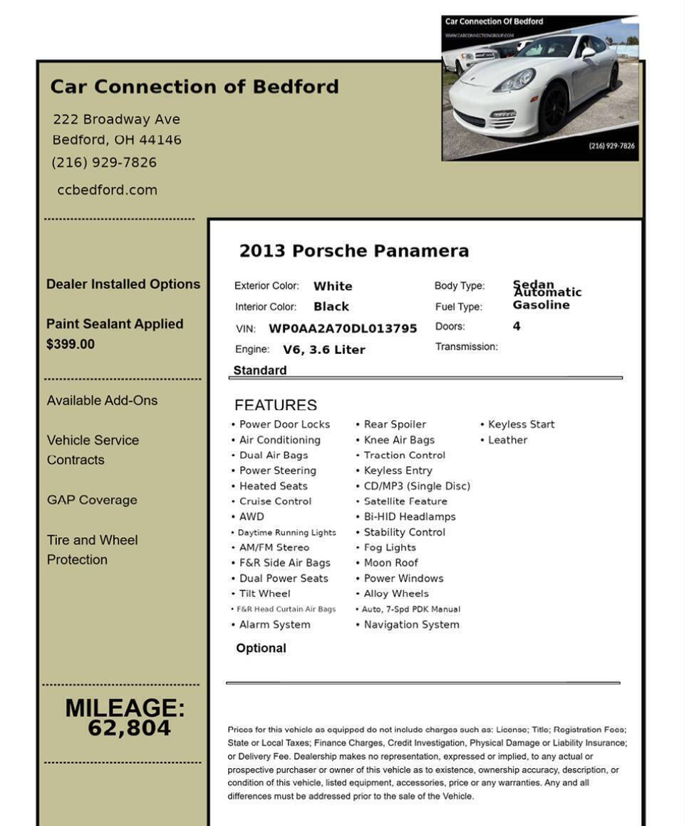 2013 Porsche Panamera 4 AWD 4dr Sedan