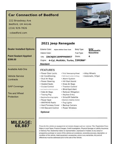 2021 Jeep Renegade Trailhawk 4x4 4dr SUV