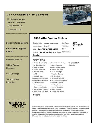 2018 Alfa Romeo Stelvio Ti AWD 4dr Crossover