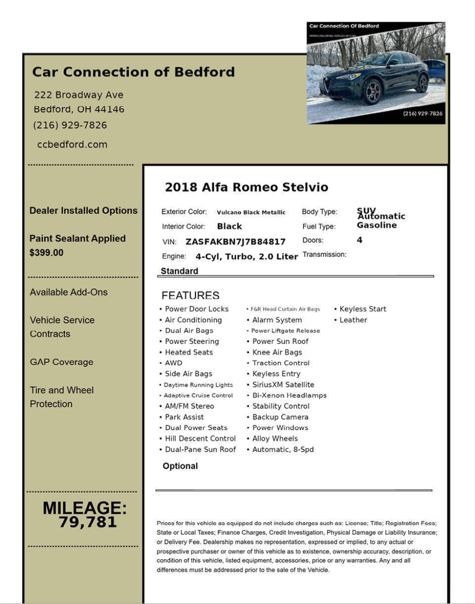 2018 Alfa Romeo Stelvio Ti AWD 4dr Crossover